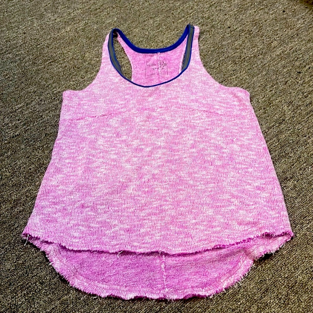We the free XS razor back tank uneven style hem purplely pink with blue n gray